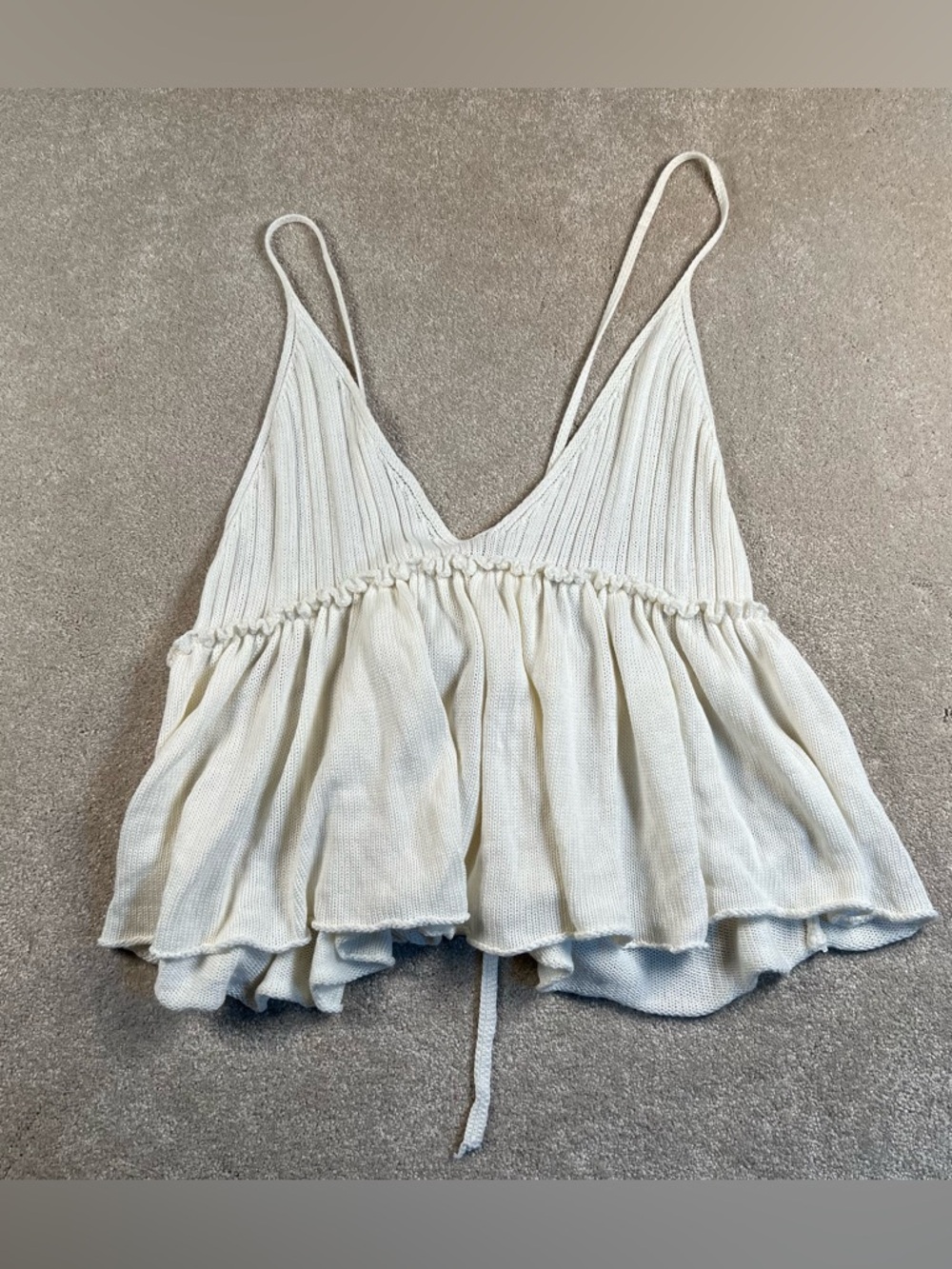 Kimchi Blue Urban Outfitters Tank Crop Knit Cream Babydoll Cami women's large